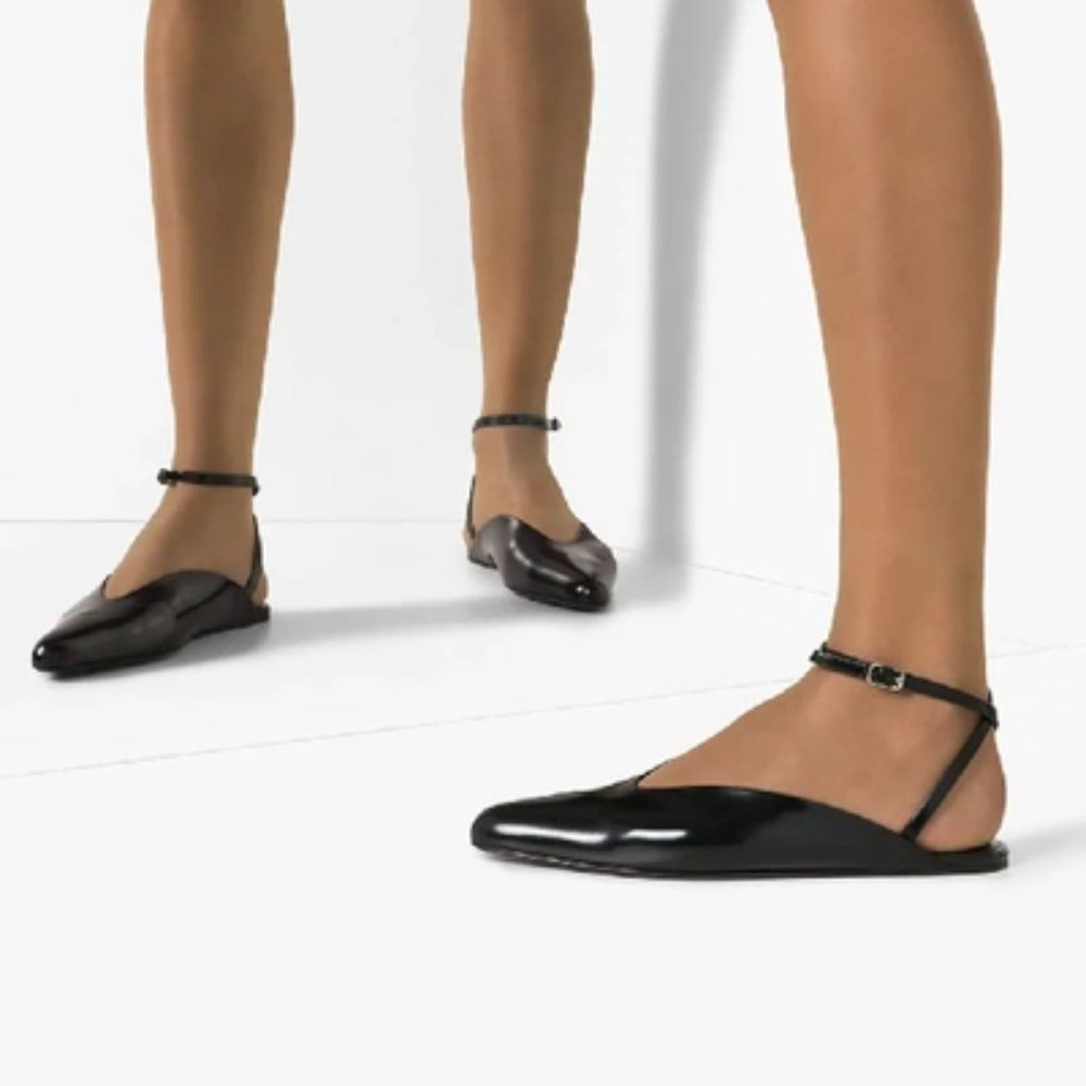 BALENCIAGA | Ankle-strap Patent Leather Flats In 1000 Black Size 36.5 New in Box - Picture 9 of 13